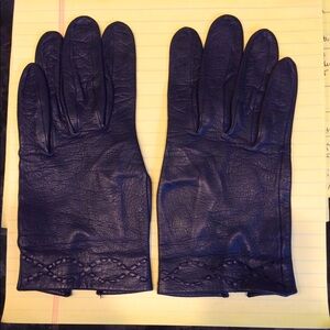 Navy blue leather gloves
